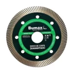 Disco de corte diamantado Turbo Flex para corte de materiais como cerâmicas e porcelanatos, ideal para diversas aplicações em construção.