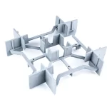 Imagem de um espaçador projetado para lajes nervuradas, utilizado na construção civil para garantir suporte e alinhamento adequado. Ideal para estruturas robustas.