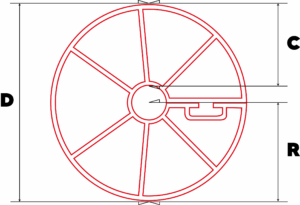 Rolete Bipartido - Desenho Medidas